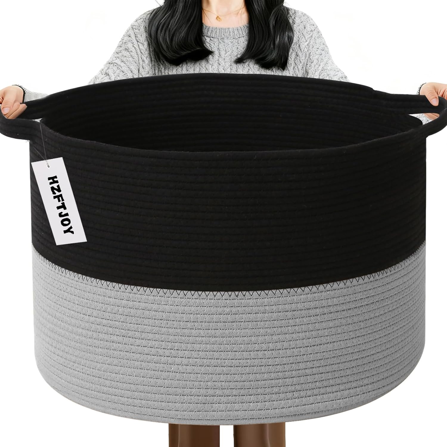 Cesta de manta tejida grande