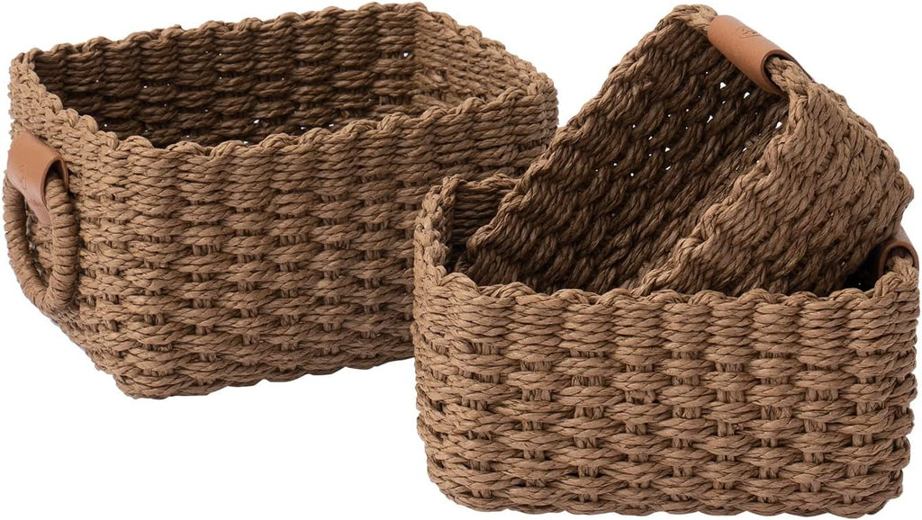 Small Paper Rope Storage Baskets - Set of 3
