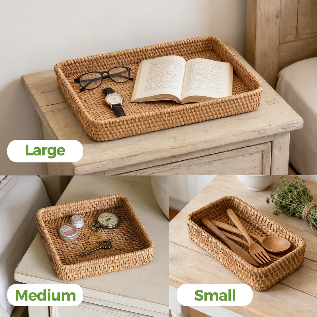 Rattan Serving Trays - Set of 3
