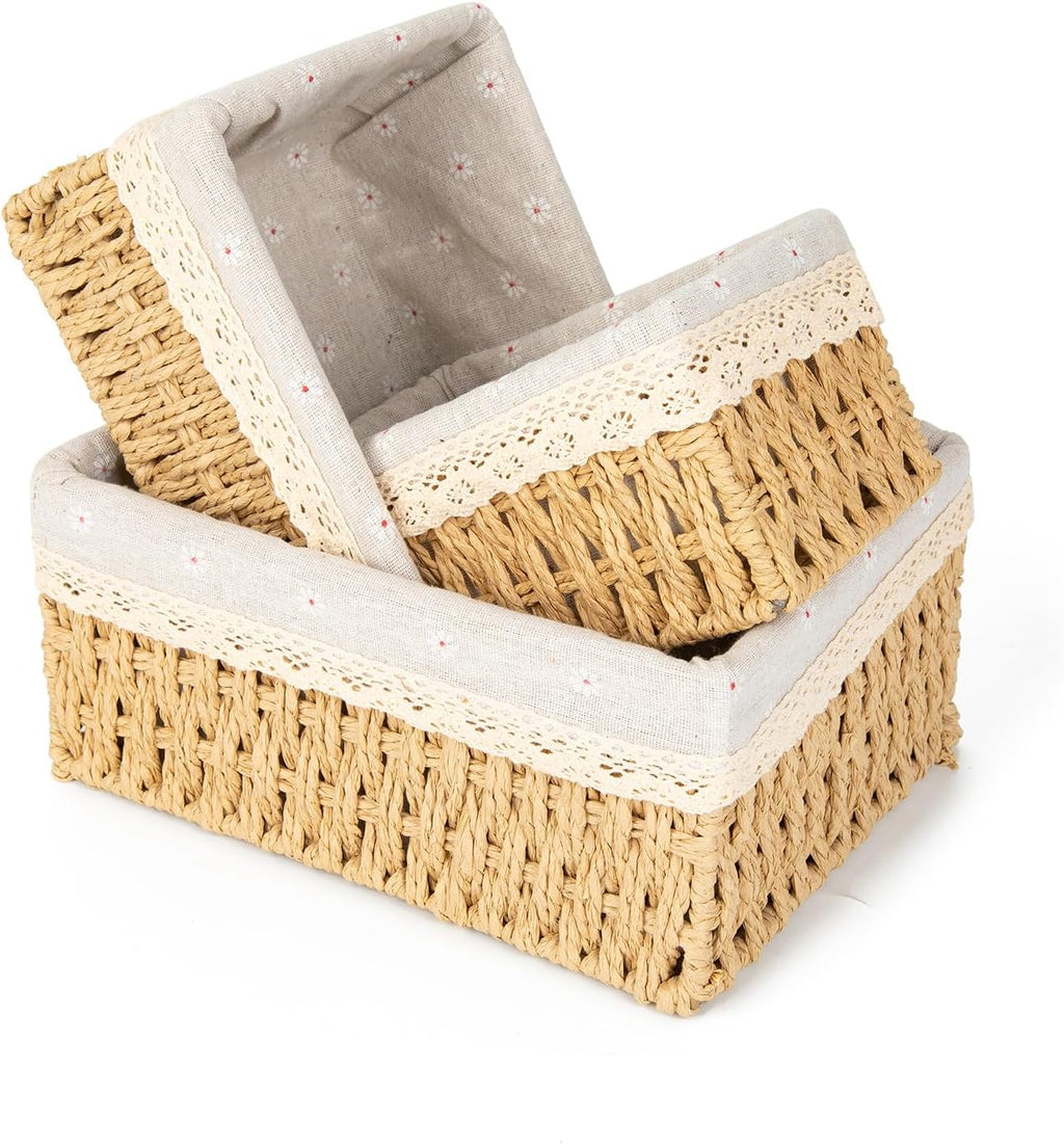 Lined Paper Rope Counter Baskets - Set of 3