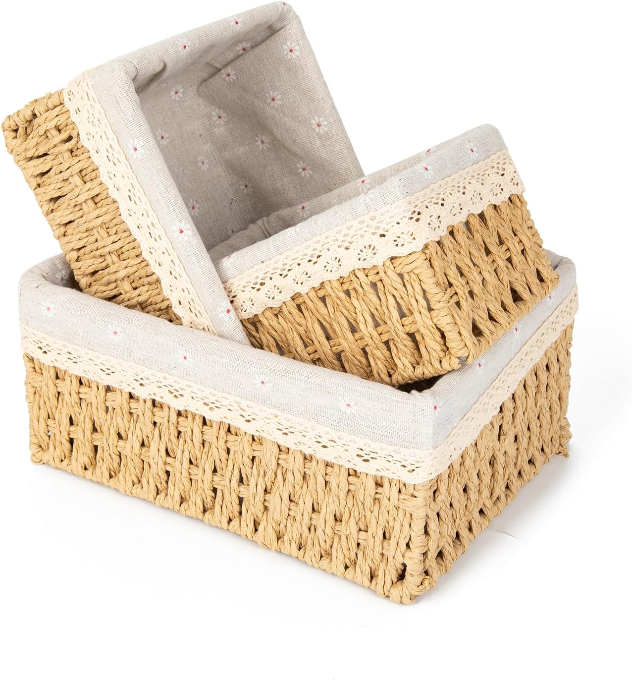 Lined Paper Rope Counter Baskets - Set of 3