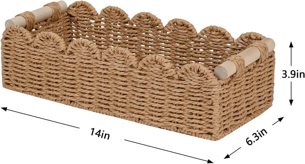 Scalloped Paper Rope Toilet Storage Basket