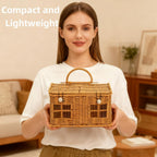 Small House-Shaped Rattan Basket with Lid
