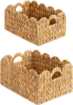 Scalloped Water Hyacinth Baskets - Set of 2