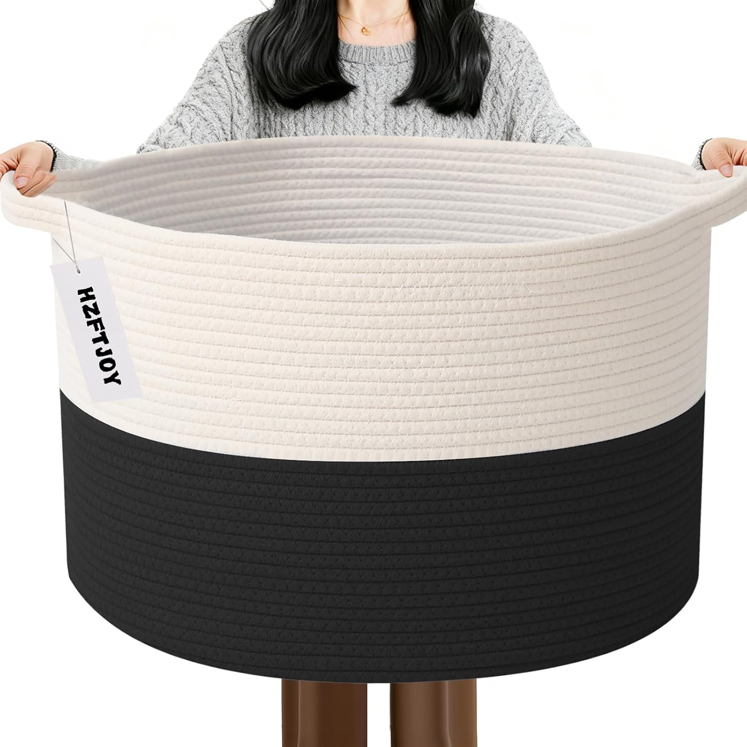 Cesta de manta tejida grande
