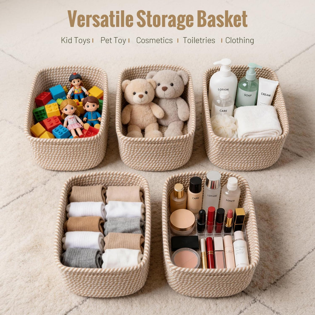 Small Cotton Rope Storage Baskets - Set of 5