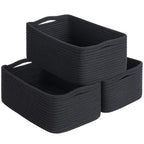 White & Brown Woven Storage Baskets - Set of 3