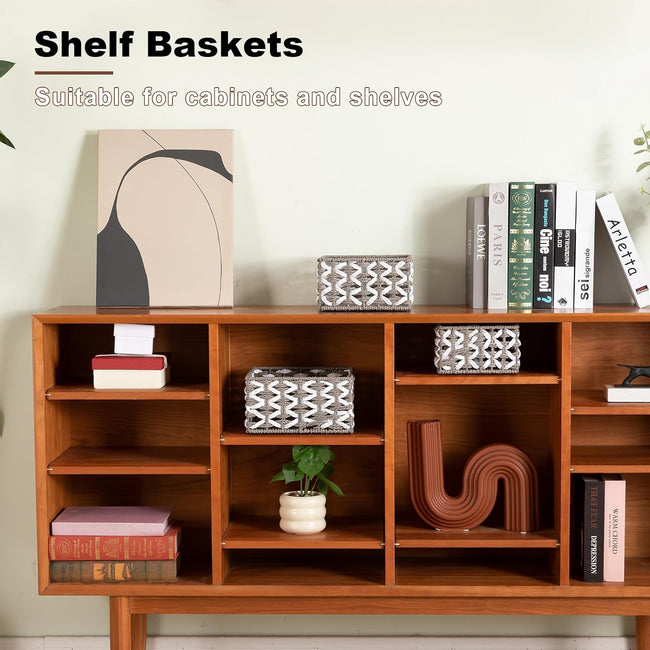 Cestas de estante de cuerda de papel tejidas a mano Main Image