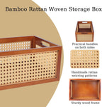 Wooden Storage Basket with Rattan Cane Webbing