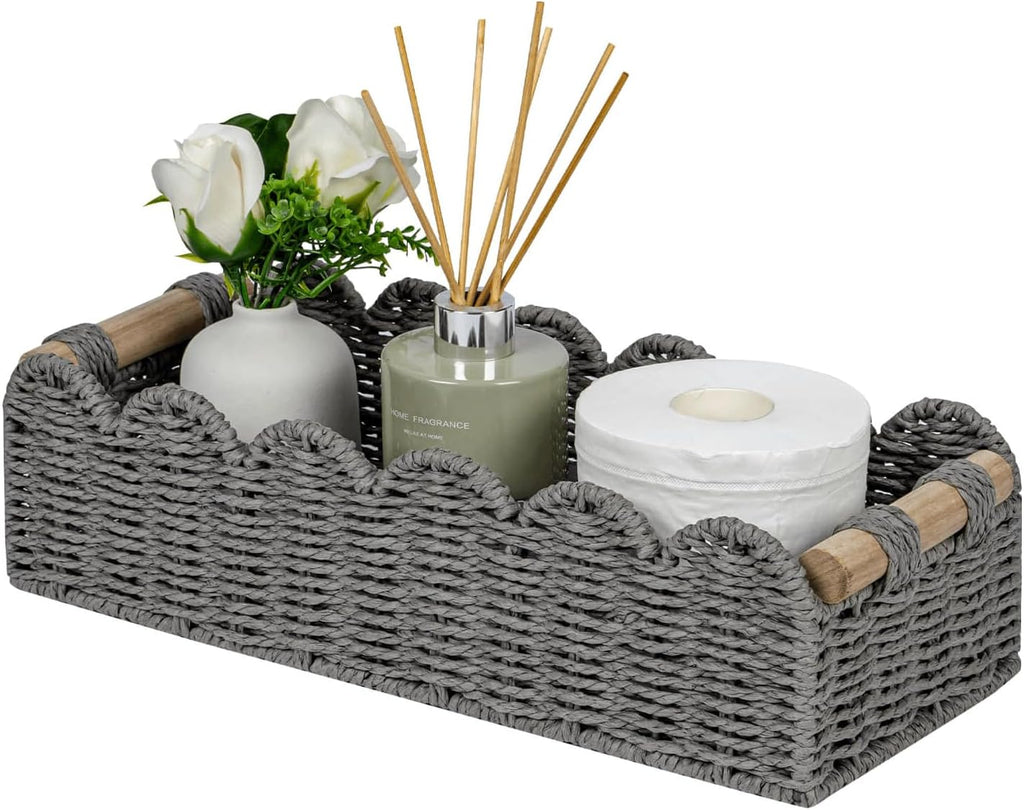 Scalloped Paper Rope Toilet Storage Basket
