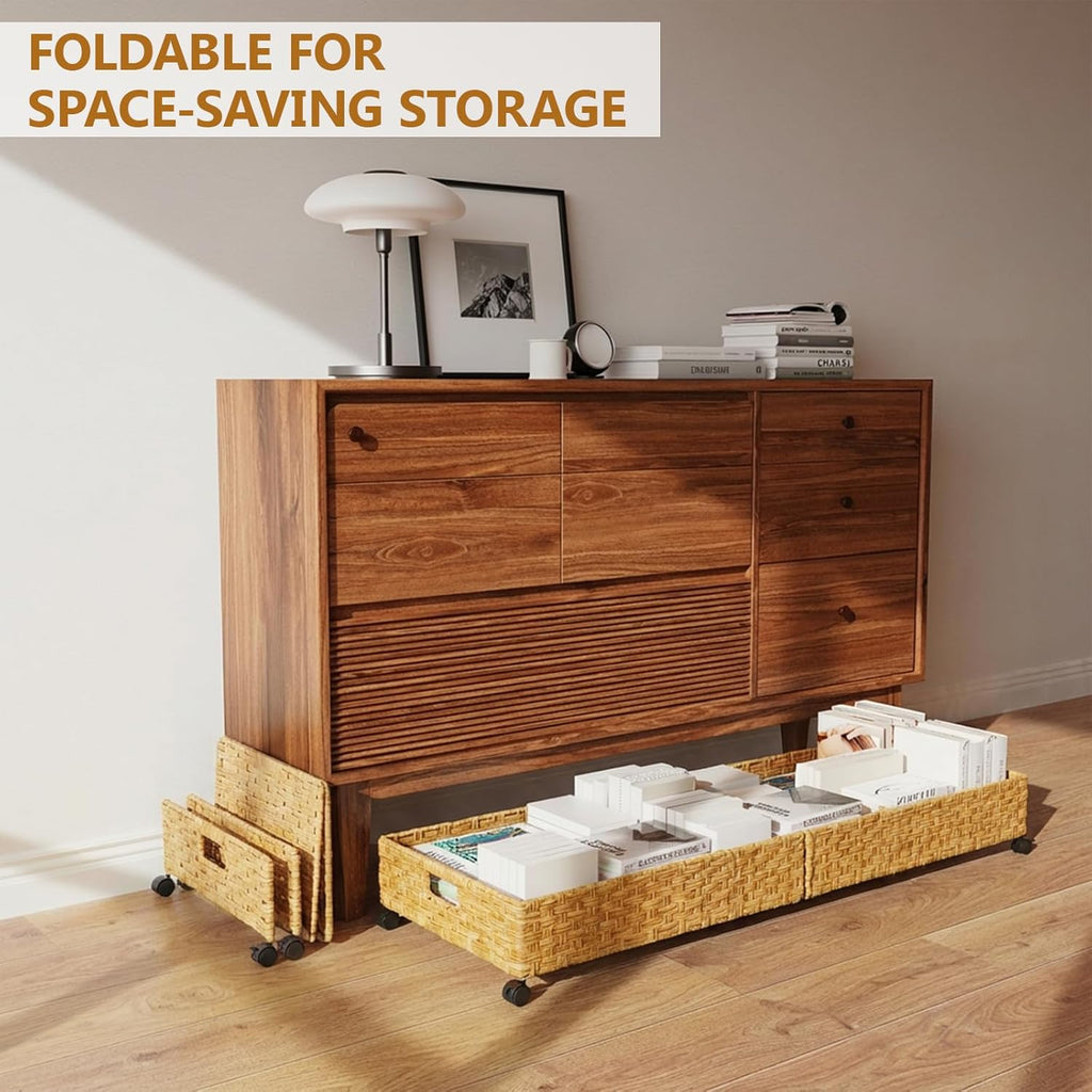 Rolling Rattan Under-Bed Storage Bin