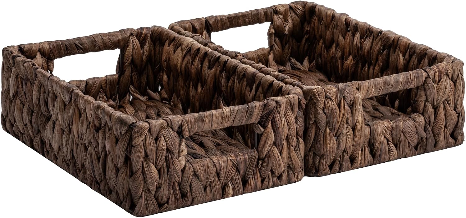 Medium Water Hyacinth Storage Baskets - Set of 2