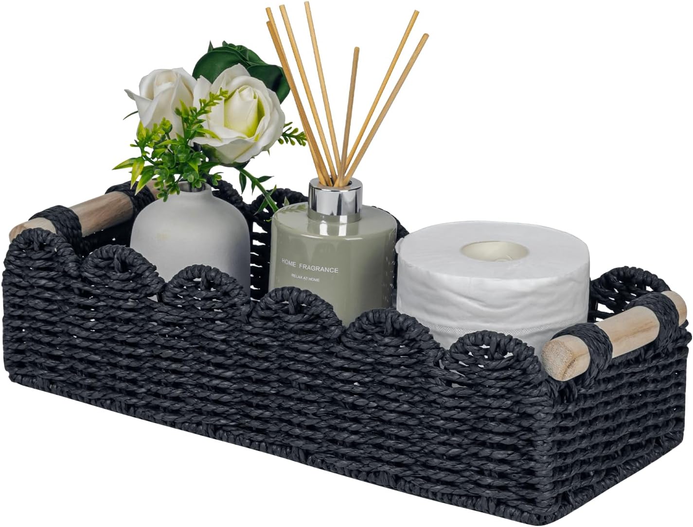 Scalloped Paper Rope Toilet Storage Basket