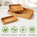 Rattan Serving Trays - Set of 3