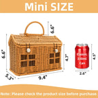 Small House-Shaped Rattan Basket with Lid