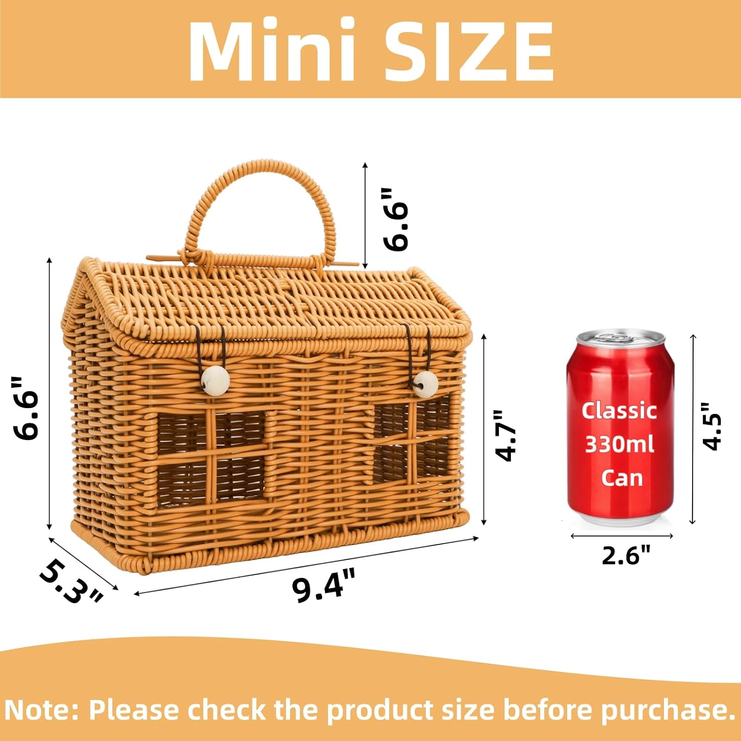 Small House-Shaped Rattan Basket with Lid