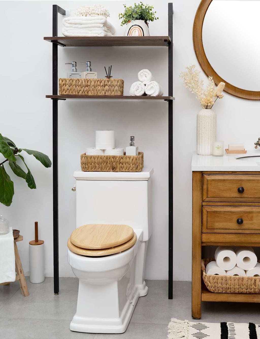Water Hyacinth Toilet Paper Basket with Handles