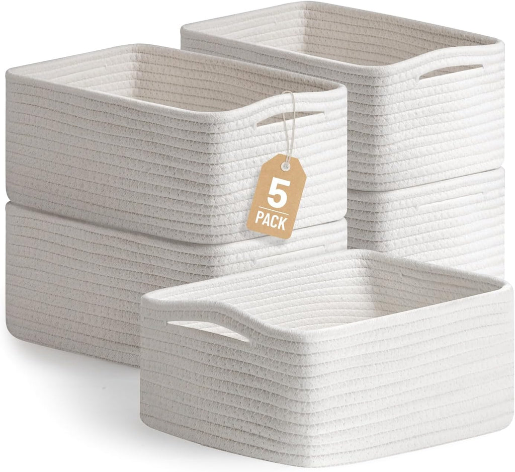 Small Cotton Rope Storage Baskets - Set of 5