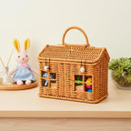 Small House-Shaped Rattan Basket with Lid