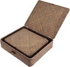 Flat Seagrass Storage Bins with Lids - Set of 2