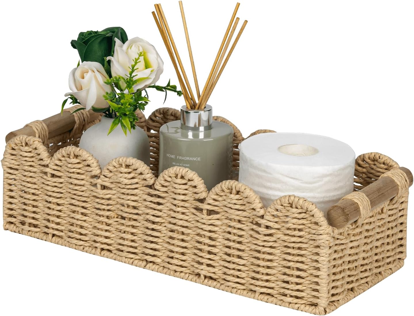 Scalloped Paper Rope Toilet Storage Basket