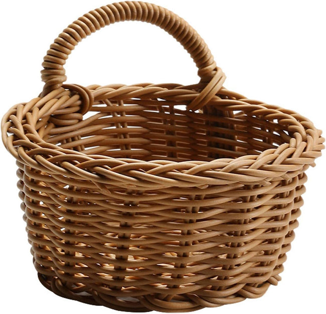Cesta De Almacenamiento Tejida Con Asa Cestas De Mimbre Decoran Cestas Colgantes | Hover Image