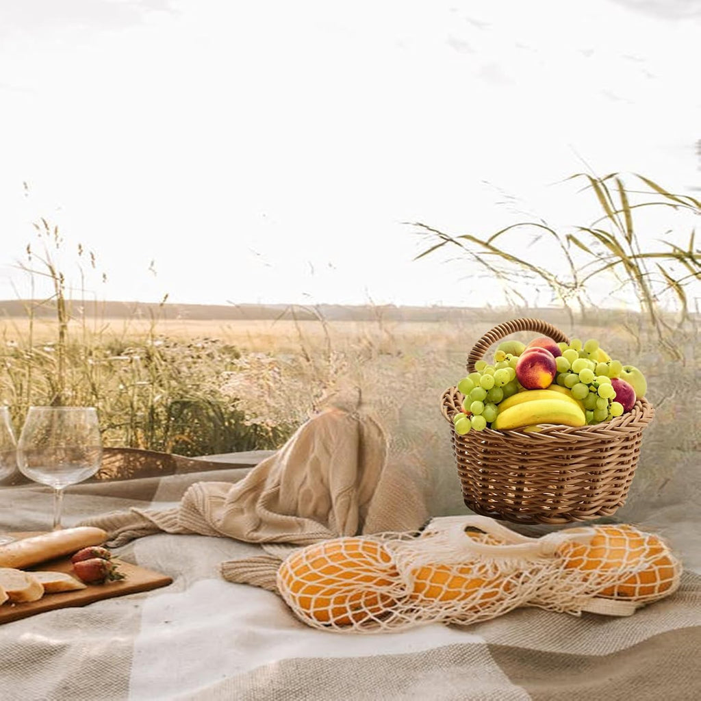 Woven Storage Basket With Handle Wicker Baskets Decorate Hanging Baskets |