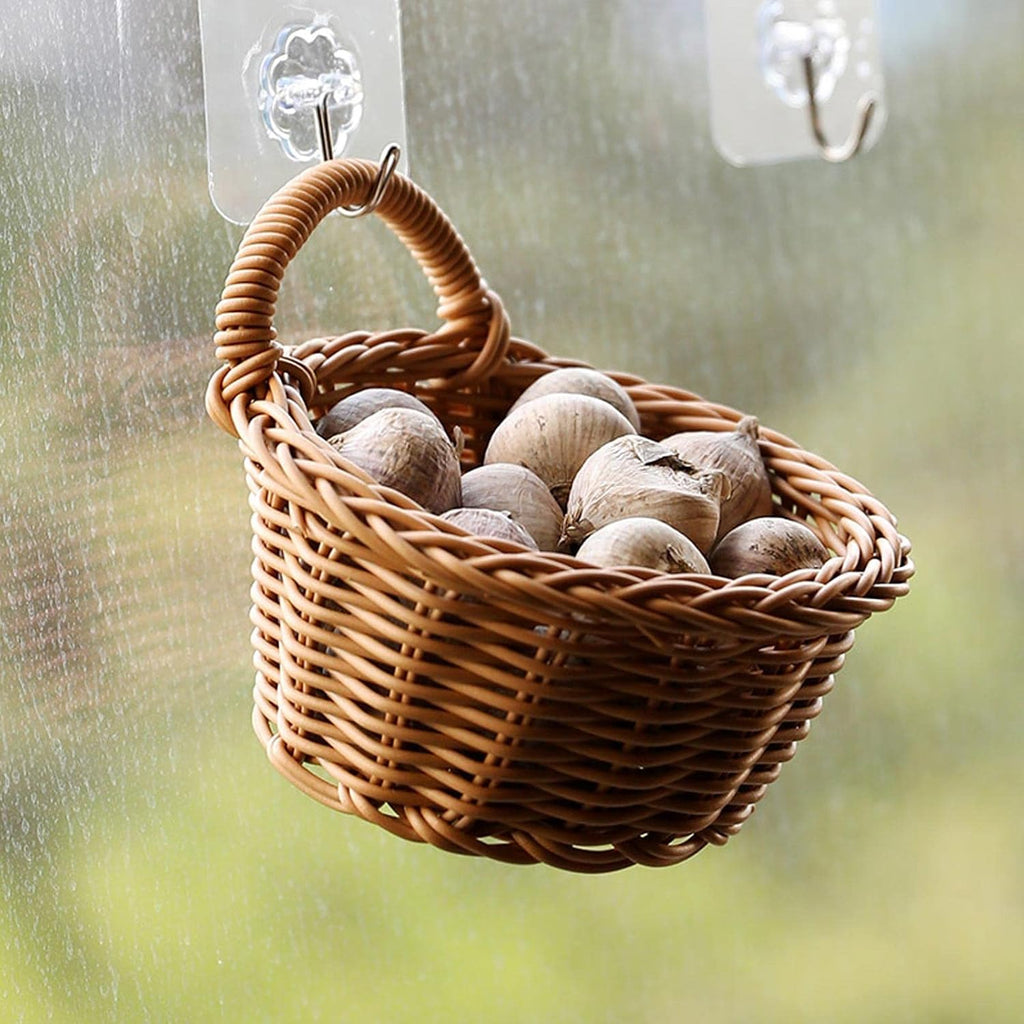 Woven Storage Basket With Handle Wicker Baskets Decorate Hanging Baskets |