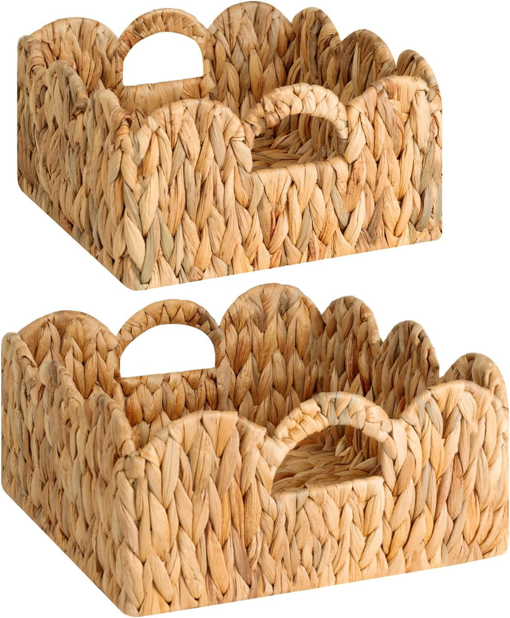 Scalloped Water Hyacinth Baskets - Set of 2