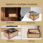Wooden Storage Basket with Rattan Cane Webbing