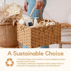 Diaper Caddy Organizer - Hand Rattan Nursery Storage Basket for Baby