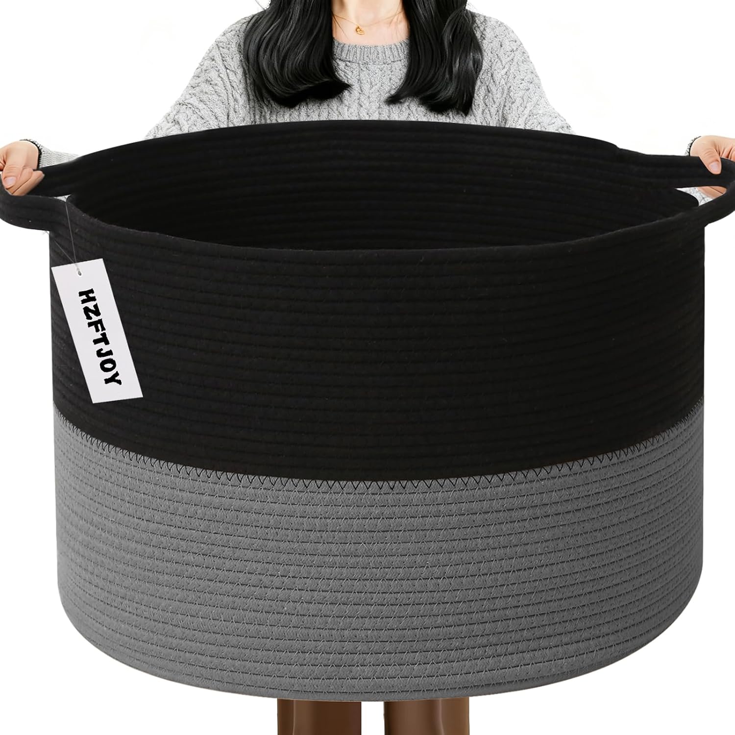 Cesta de manta tejida grande