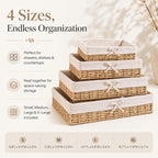 Lined Shelf Storage Baskets - Set of 4