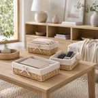 Lined Shelf Storage Baskets - Set of 4