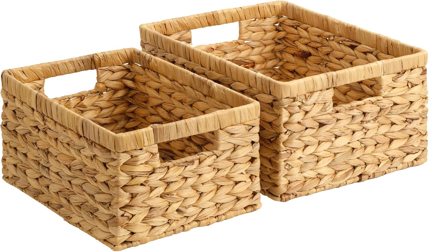 Natural Water Hyacinth Shelf Baskets - Set of 2