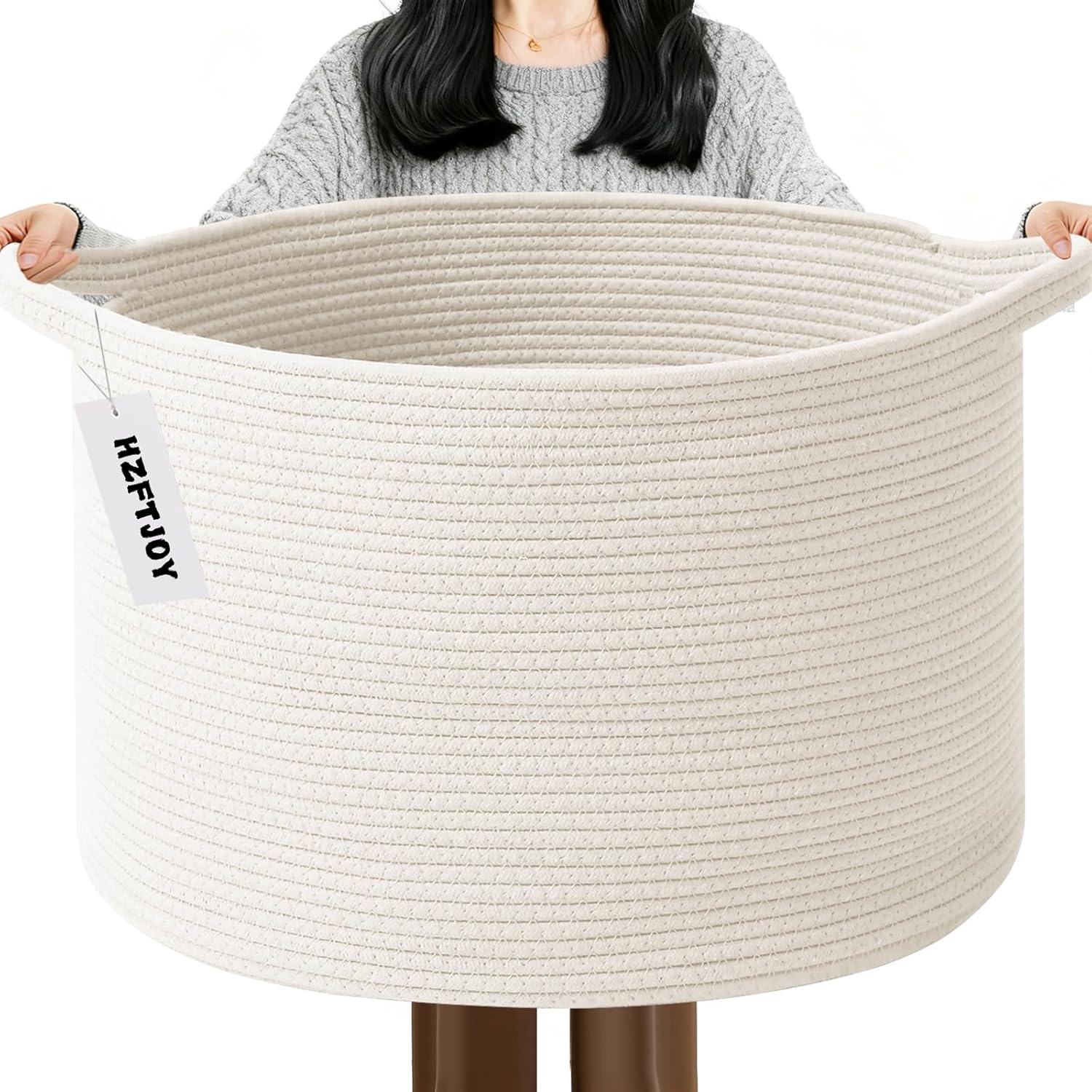 Cesta de manta tejida grande