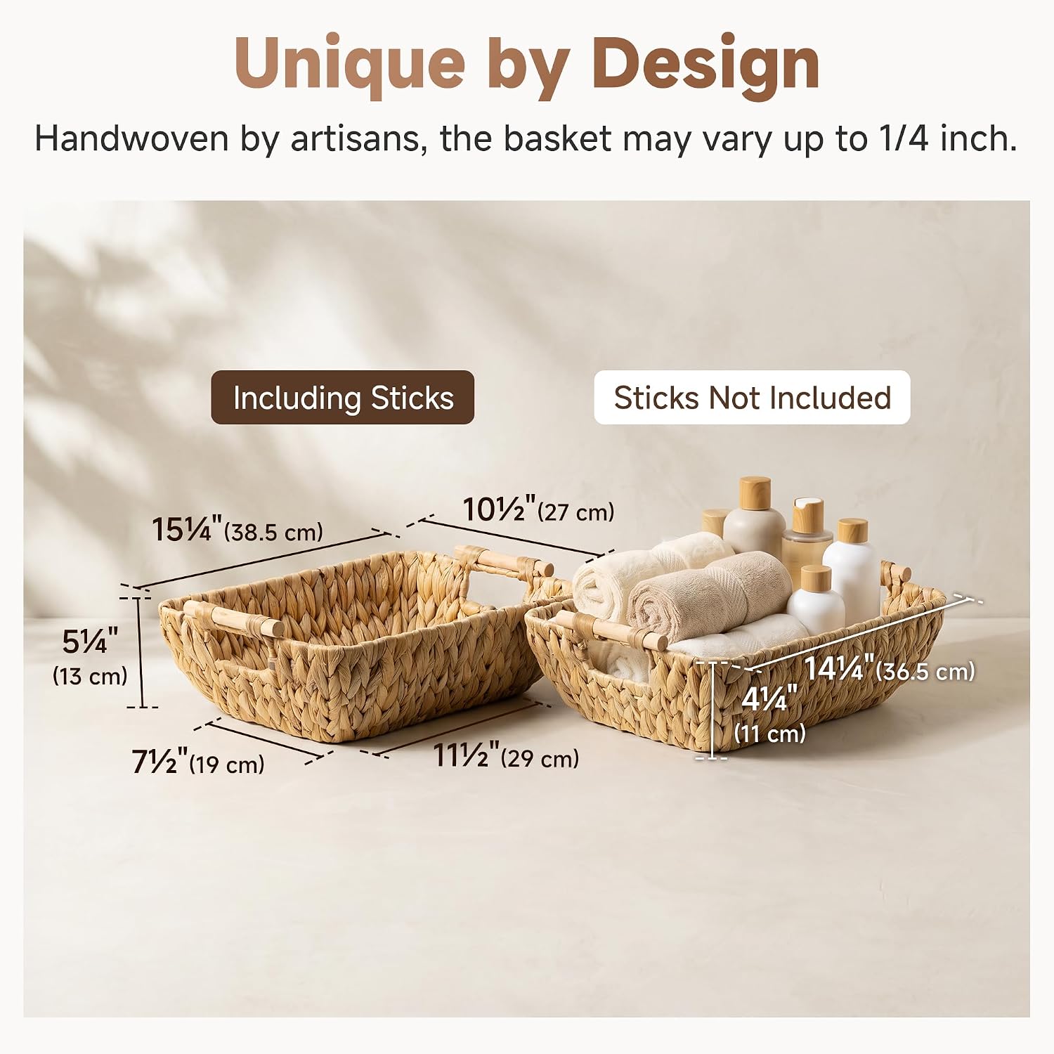 Large Water Hyacinth Storage Baskets - Set of 2