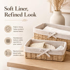 Lined Shelf Storage Baskets - Set of 4