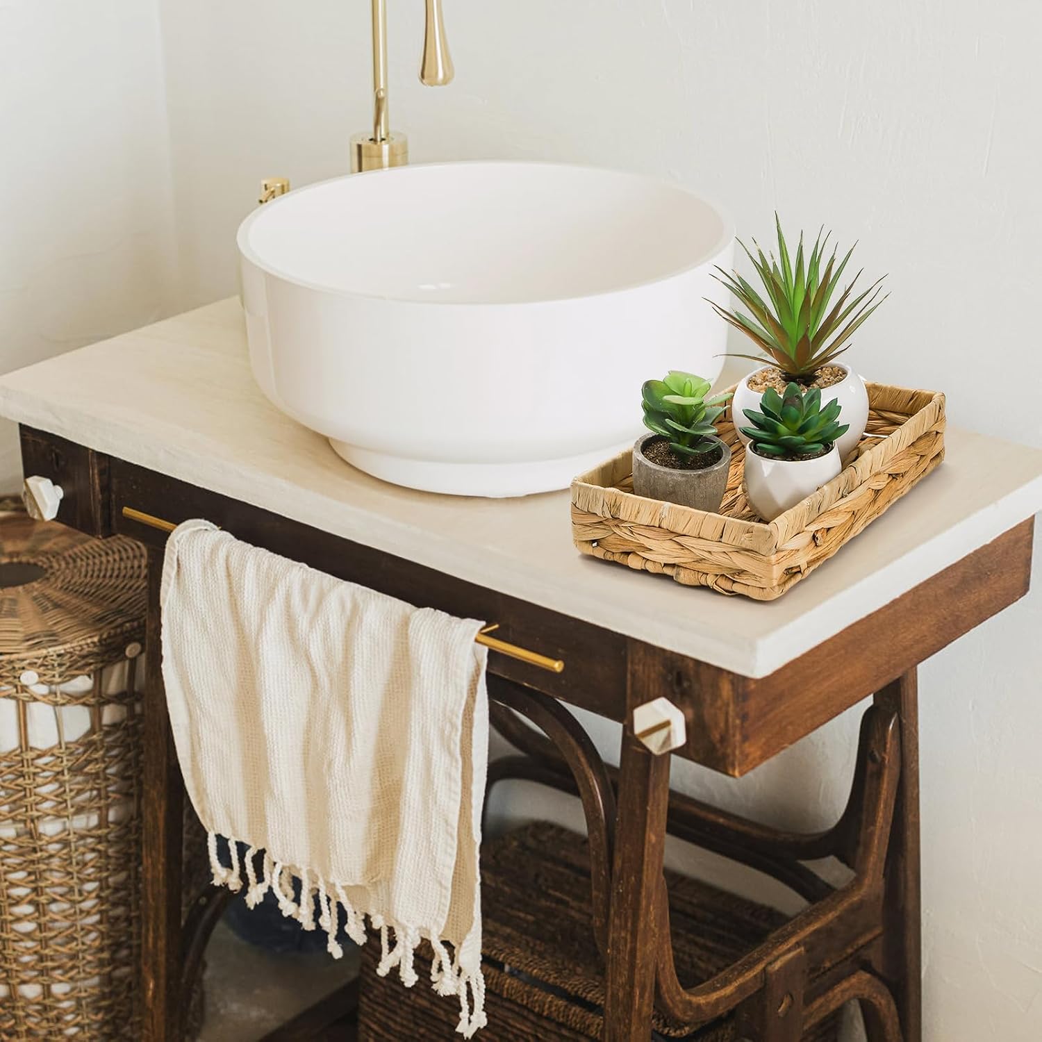 Water Hyacinth Vanity Trays - Set of 3