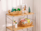 Scalloped Gift Baskets with Wooden Handles - Set of 2