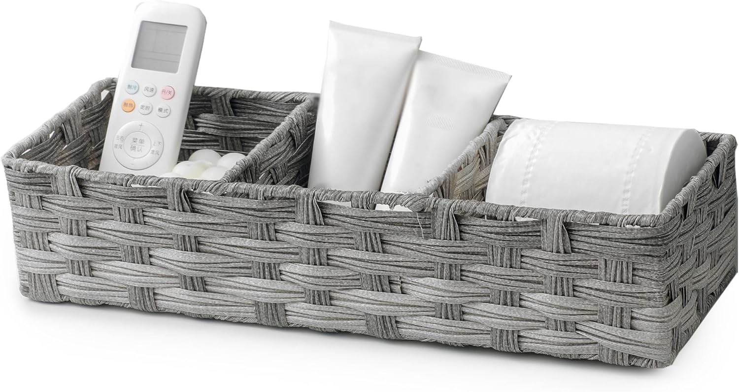 Divided Wicker Toilet Tank Basket