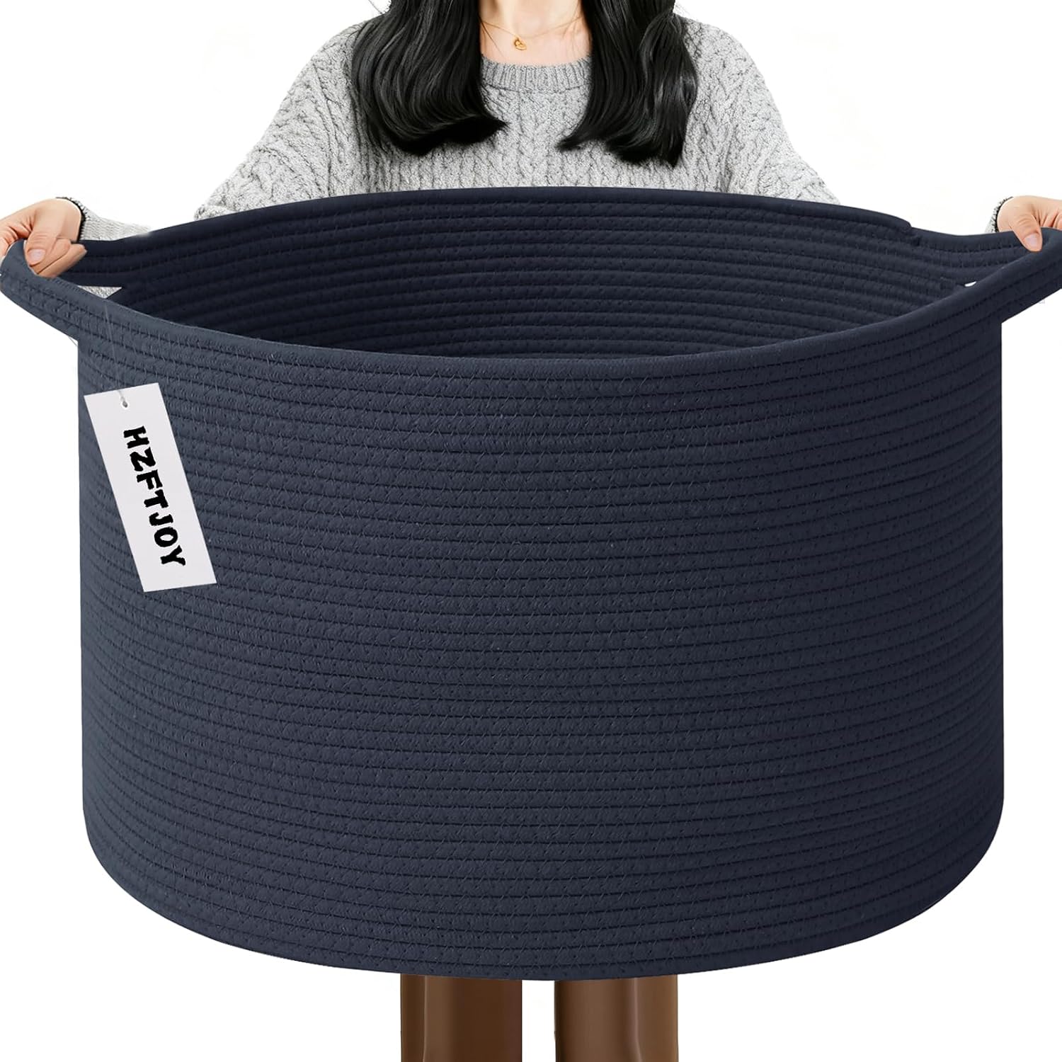 Cesta de manta tejida grande