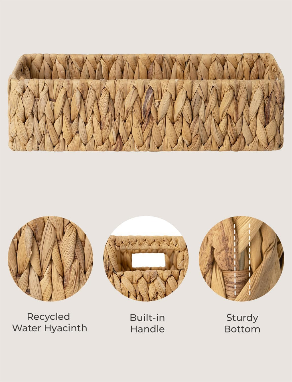 Water Hyacinth Toilet Paper Basket with Handles