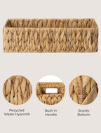 Water Hyacinth Toilet Paper Basket with Handles