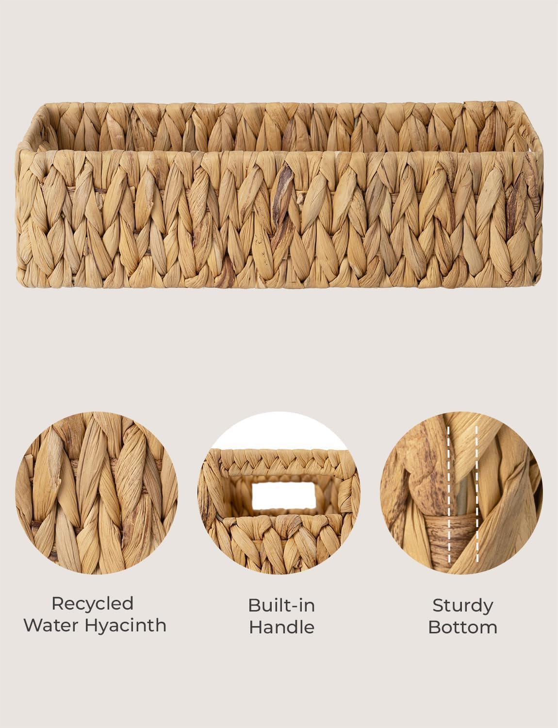 Water Hyacinth Toilet Paper Basket with Handles
