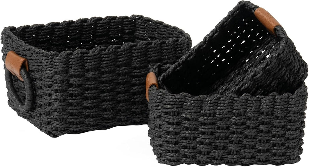 Small Paper Rope Storage Baskets - Set of 3