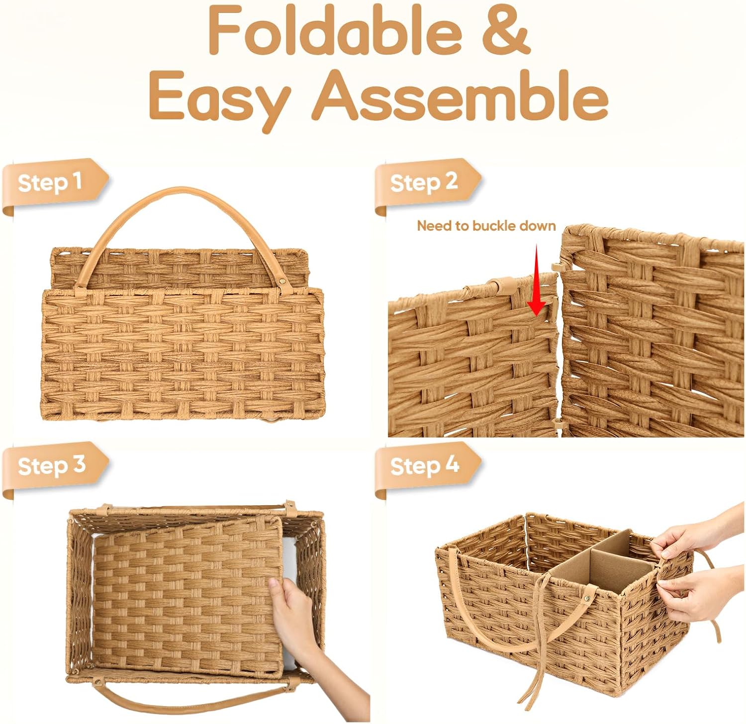 Diaper Caddy Organizer - Hand Rattan Nursery Storage Basket for Baby
