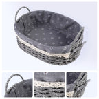 2Pcs Wicker Basket - Oval Self-supporting Storage Basket with Handles