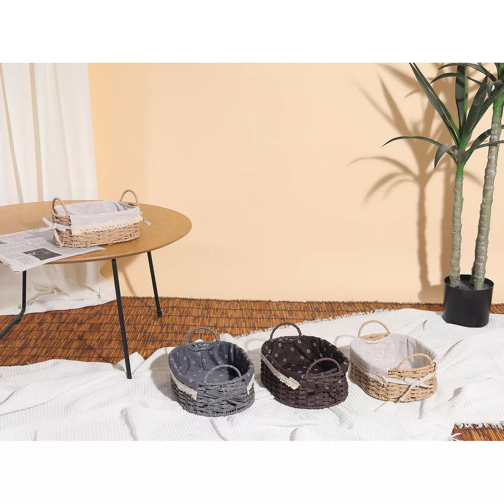 2Pcs Wicker Basket - Oval Self-supporting Storage Basket with Handles