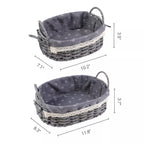 2Pcs Wicker Basket - Oval Self-supporting Storage Basket with Handles